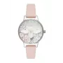 OLIVIA BURTON Moteriškas Celestial kvarcinis laikrodis 30 mm Rožinio aukso nerūdijantis plienas Pilka oda OB16GH09