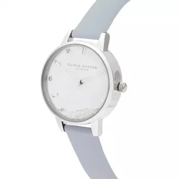 Olivia Burton Women's Celestial Watch OB16SG07 - 30mm Rose Gold Tone Stainless Steel Case, Grey Leather Strap