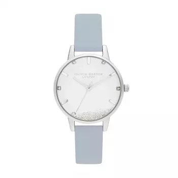 Olivia Burton Women's Celestial Watch OB16SG07 - 30mm Rose Gold Tone Stainless Steel Case, Grey Leather Strap