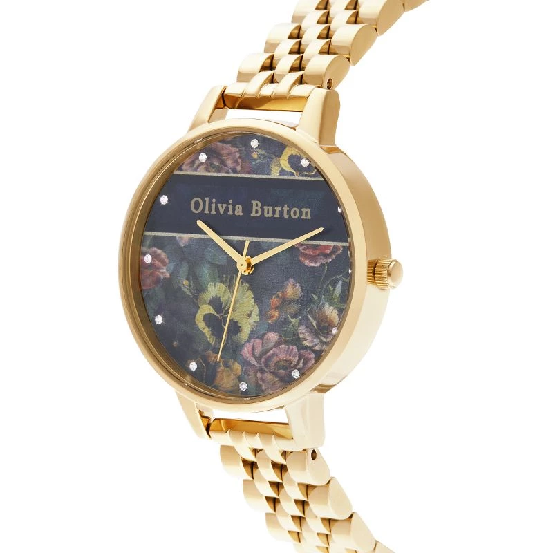 Olivia Burton Women's Celestial Watch OB16VS01 34mm Rose Gold PVD Stainless Steel Case Black Leather Strap