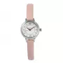 OLIVIA BURTON Moteriškas mini ciferblato laikrodis OB16MC59 - Rožinio aukso spalvos nerūdijančio plieno korpusas, baltas ciferblatas, pilkas odinis dirželis, 23 mm