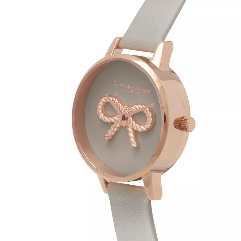 Olivia Burton Women's OB16VB04 Rose Gold Stainless Steel Watch with White Dial and Grey Vegan Leather Strap