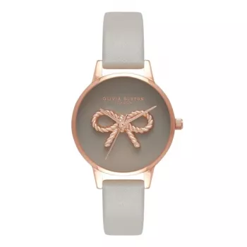 Olivia Burton Women's OB16VB04 Rose Gold Stainless Steel Watch with White Dial and Grey Vegan Leather Strap