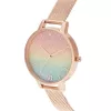 OLIVIA BURTON Moteriškas laikrodis Rainbow Bee OB16RB18 - 34mm nerūdijančio plieno korpusas, pilkas odinis dirželis, baltas ciferblatas su vaivorykštinės bitės motyvu, kvarcinis judesys