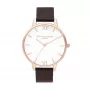 Olivia Burton Women's Sparkle Bee Watch OB16SH07 - 34mm Rose Gold-Tone Stainless Steel Case, White Mother of Pearl Dial, Grey Leather Strap