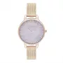 Olivia Burton Women's Sparkle Bee Watch OB16SP16 - 34mm sidabrinis ciferblatas, pilkas odinis dirželis