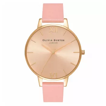 Olivia Burton Moteriškas Laikrodis OB14BD31 38mm Rožinio Aukso Spalvos Nerūdijančio Plieno Korpusas, Nude Spalvos Odinis Dirželis
