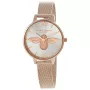 Olivia Burton Moteriškas Laikrodis OB16AM161 34mm Rožinio Aukso Nerūdijančio Plieno Korpusas Pilkas Odinis Dirželis Abstraktus Gėlių Ciferblatas