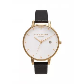 Olivia Burton Moteriškas Laikrodis OB16AM86 38mm Rožinio Aukso Spalvos Nerūdijančio Plieno Korpusas Pilkas Odinis Dirželis