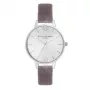 OLIVIA BURTON Moteriškas laikrodis OB16DE04 34 mm Rožinio aukso nerūdijančio plieno korpusas Pilkas odinis dirželis Kvarcinis analoginis