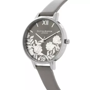 OLIVIA BURTON Moteriškas laikrodis OB16MV96 34 mm Rožinio aukso nerūdijančio plieno korpusas Tamsiai mėlynas dangaus blizgučių ciferblatas Juodas odinis dirželis Kvarcinis analoginis