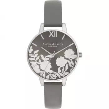 OLIVIA BURTON Moteriškas laikrodis OB16MV96 34 mm Rožinio aukso nerūdijančio plieno korpusas Tamsiai mėlynas dangaus blizgučių ciferblatas Juodas odinis dirželis Kvarcinis analoginis