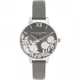OLIVIA BURTON Moteriškas laikrodis OB16MV96 34 mm Rožinio aukso nerūdijančio plieno korpusas Tamsiai mėlynas dangaus blizgučių ciferblatas Juodas odinis dirželis Kvarcinis analoginis