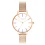 Olivia Burton moteriškas laikrodis OB16RB24 34mm sidabrinis nerūdijantis plienas baltas ciferblatas vaivorykštinė bitė pilka oda