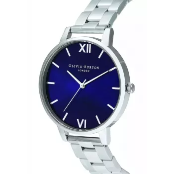 Olivia Burton moteriškas laikrodis OB16SH02 40 mm rožinio aukso nerūdijančio plieno korpusas, pilkas odinis dirželis