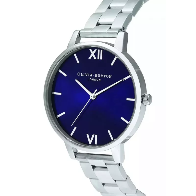 Olivia Burton moteriškas laikrodis OB16SH02 40 mm rožinio aukso nerūdijančio plieno korpusas, pilkas odinis dirželis