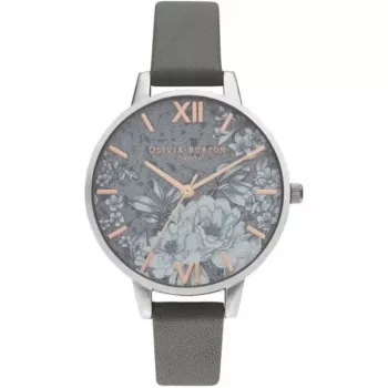 OLIVIA BURTON Moteriškas laikrodis OB16TZ05 34 mm Kvarcinis Analoginis Nerūdijančio plieno korpusas Pilkas ciferblatas Pilka audinės odos juosta