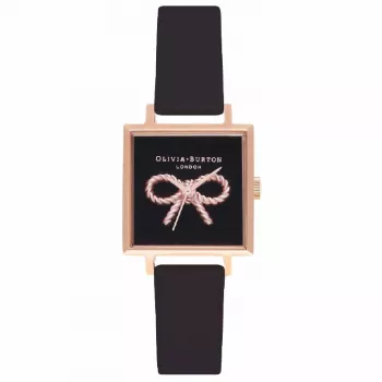 OLIVIA BURTON Moteriškas laikrodis OB16VB03 22,5mm Rožinio aukso spalvos nerūdijančio plieno korpusas Pilkas odinis dirželis