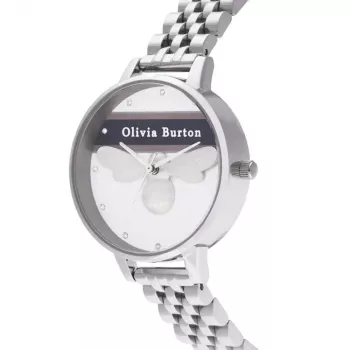 Olivia Burton moteriškas laikrodis OB16VS07 (34 mm) - rožinio aukso spalvos nerūdijančio plieno korpusas, pilkas odinis dirželis