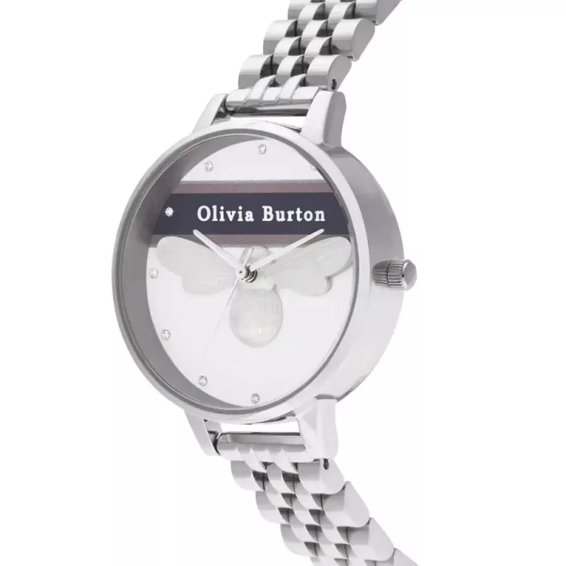 Olivia Burton moteriškas laikrodis OB16VS07 (34 mm) - rožinio aukso spalvos nerūdijančio plieno korpusas, pilkas odinis dirželis
