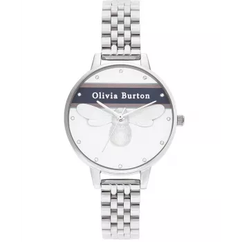Olivia Burton moteriškas laikrodis OB16VS07 (34 mm) - rožinio aukso spalvos nerūdijančio plieno korpusas, pilkas odinis dirželis