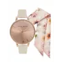 Olivia Burton moteriškas laikrodis OBGSET51 30mm rožinio aukso nerūdijantis plienas ir pilka oda