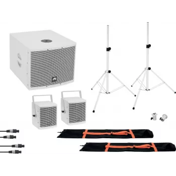 Omnitronic 20000837 Aktyvus 8 colių PA garsiakalbis su Bluetooth, USB/SD, 800W Peak, Baltas