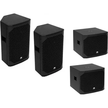 OMNITRONIC PA rinkinys AZX Passive M - 2x 10 inch pasyvūs PA garsiakalbiai, 150W RMS/300W Peak kiekvienas, 8 Ohm, fanera, juoda 20000528