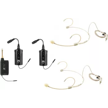 OMNITRONIC rinkinys FAS TWO dviejų kanalų UHF belaidė mikrofonų sistema su 2 kišeniniais siųstuvais ir galvos mikrofonais (660-690 MHz) 20000971
