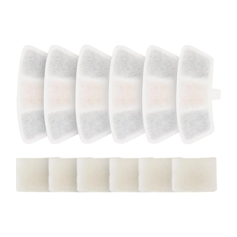 Oneisall PW04 Pet Water Fountain Replacement Filters (6 Pack) - Triple Filtration, Activated Carbon & Ion Exchange Resin