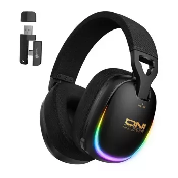 ONIKUMA GT805 laidinis žaidimų ausinių komplektas su RGB LED, 50 mm tvarkyklėmis, lanksčiu mikrofonu (juoda)