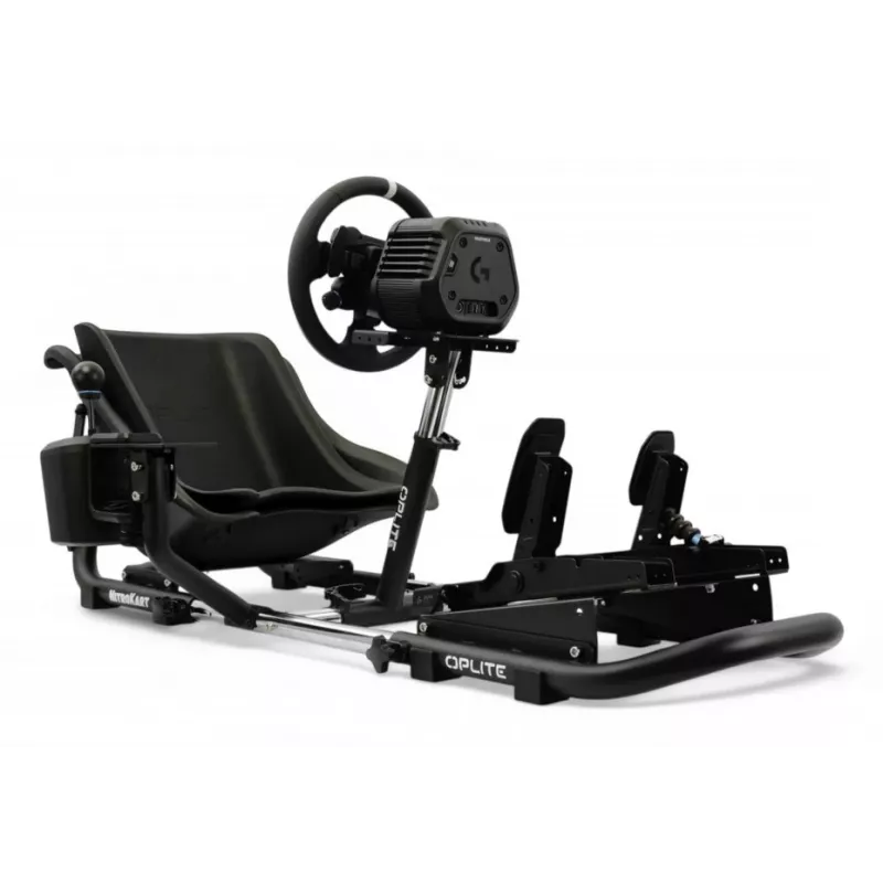 Oplite 104317 NitroKart V2 Racing Cockpit – juodo plieno sim racing važiuoklė su atlošiama kėde
