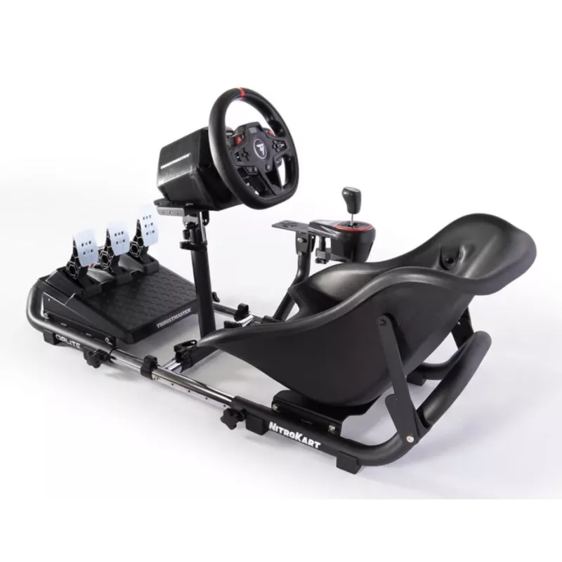 Oplite 104317 NitroKart V2 Racing Cockpit – juodo plieno sim racing važiuoklė su atlošiama kėde