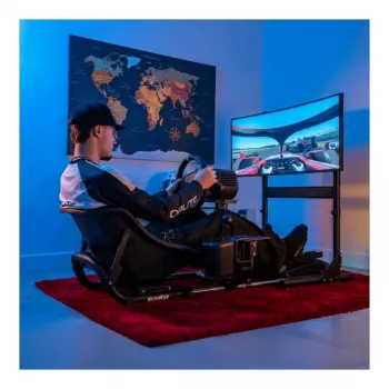 Oplite Nitrokart Monitor Stand V2 Black - Grindinis stovas vienam monitoriui, skirtas skrydžio ir lenktynių simuliatoriams, iki 49 inch, VESA 75x75 iki 200x200, reguliuojamas aukštis 700-1000mm, pakreipimas/pasukimas/rotacija, plienas