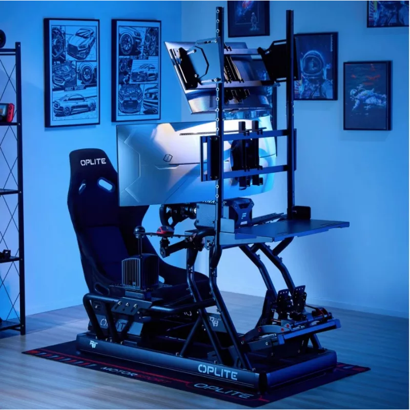 OPLite R8/S8 Cockpit klaviatūros ir pelės padėklas - juodas plienas, reguliuojamas, šoninis montavimas