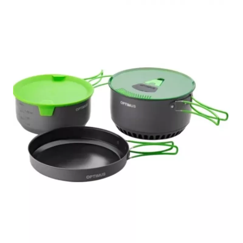 Optimus 8020677 Camping Cook Set 3.2 L, 5 Pieces, Hard-Anodized Aluminum, Silver/Grey