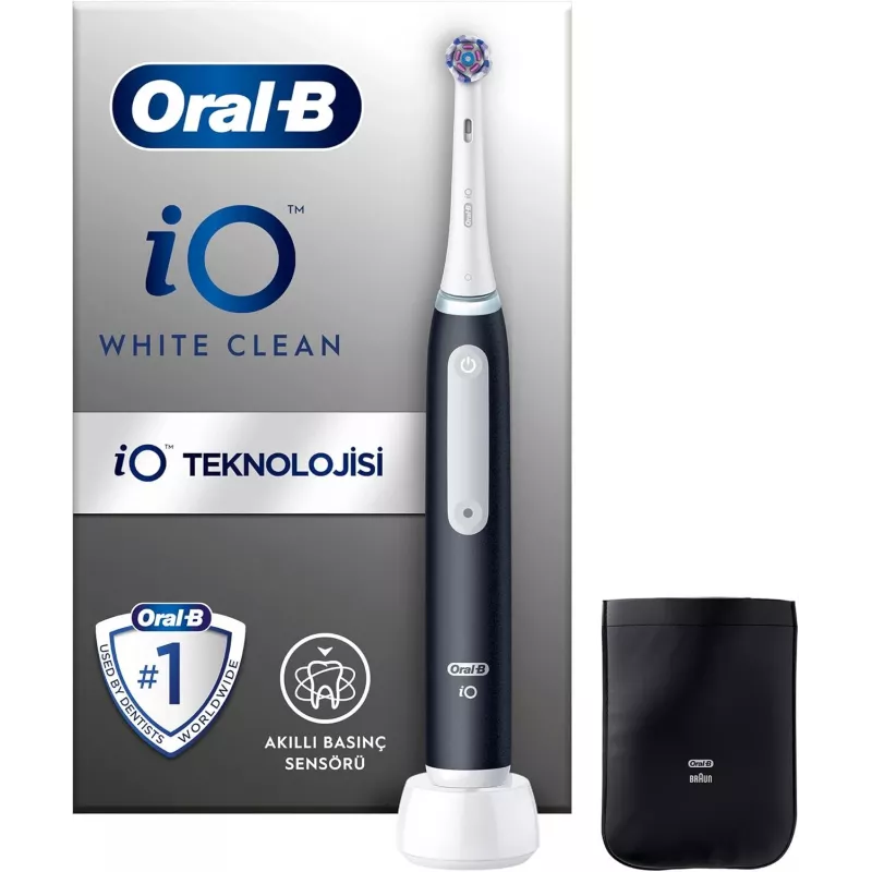 Oral-B iO White Clean elektrinis dantų šepetėlis, juodas/baltas su kelioniniu dėklu