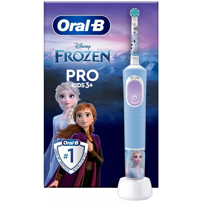 Oral-B Vitality PRO Kids Frozen elektrinis dantų šepetėlis vaikams, įkraunamas, 2 režimai, 1 šepetėlio galvutė, mėlynas