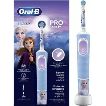 Oral-B Vitality PRO Kids Frozen elektrinis dantų šepetėlis vaikams, įkraunamas, 2 režimai, 1 šepetėlio galvutė, mėlynas