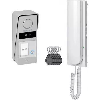 ORNO OR-DOM-RD-937/W analoginis durų telefono rinkinys, 1 vidinis įrenginys, 1 išorinis skydelis, baltas/sidabrinis