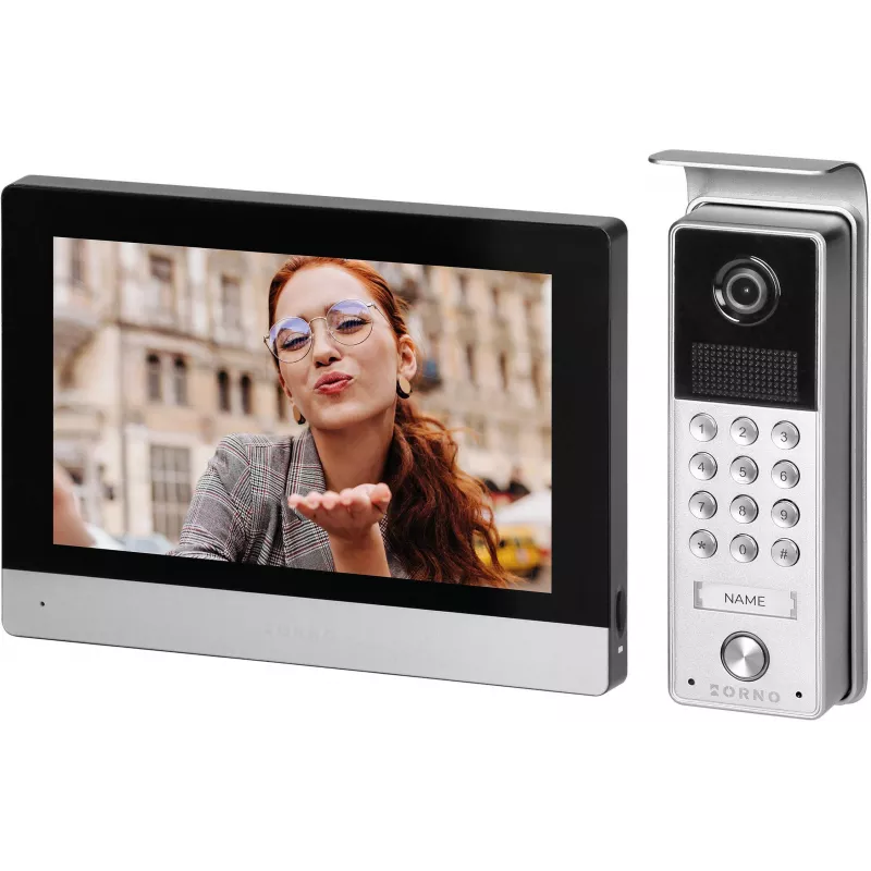 ORNO OR-VID-ME-1056FHD/B 7 colių Wi-Fi vaizdo durų telefonas su Full HD 1080p lauko skydeliu, juodas