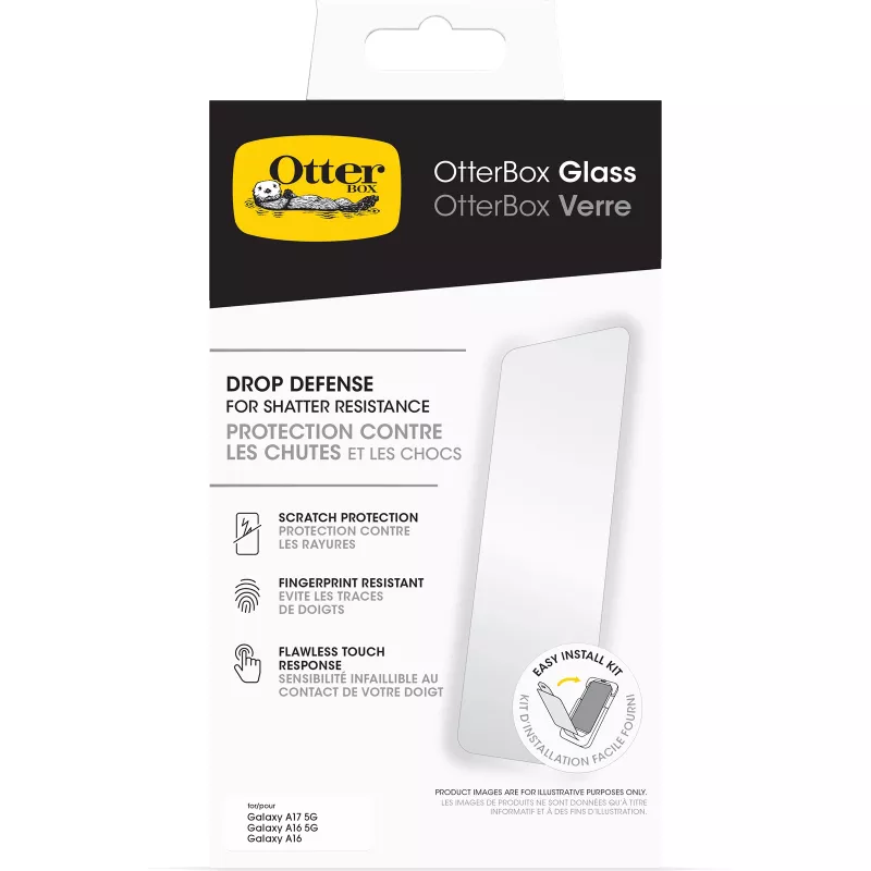 OtterBox Alpha Glass Screen Protector, skirtas Samsung Galaxy A16/A16 5G/A17/A17 5G - skaidrus