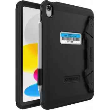 OtterBox Defender Series Kickstand Case, skirta iPad 10th Gen – itin tvirtas apsauginis dėklas su integruotu ekrano apsauginiu stiklu – atitinka karinius kritimo testus – juoda (77-93756)