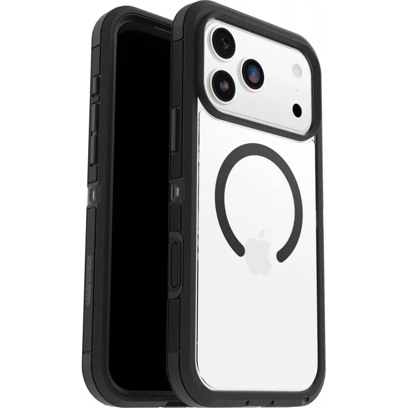 OtterBox Defender Series Pro XT Clear Camera Control Case, skirta iPhone 17 Pro Max, skaidri/juoda