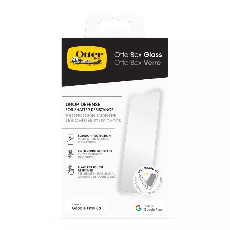 OtterBox stiklinis ekrano apsauginis stiklas, skirtas Google Pixel 8a – skaidrus grūdintas stiklas