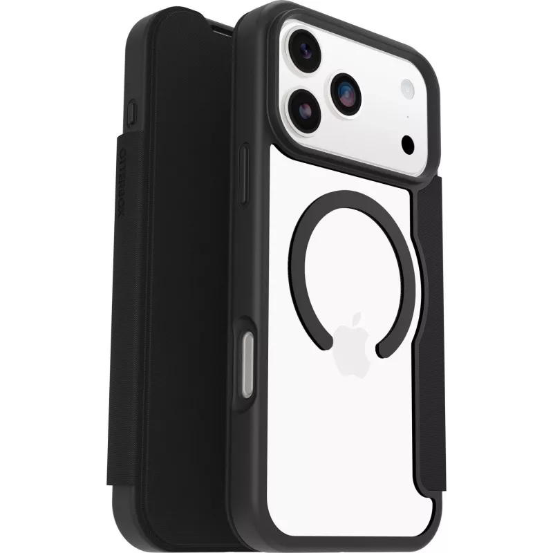 OtterBox React Folio MagSafe, skirta iPhone 17 Pro Max, skaidri/juoda