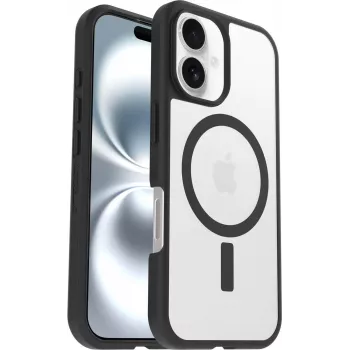 OtterBox React Series MagSafe Case for iPhone 16 - Black Crystal (permatomas/juodas)