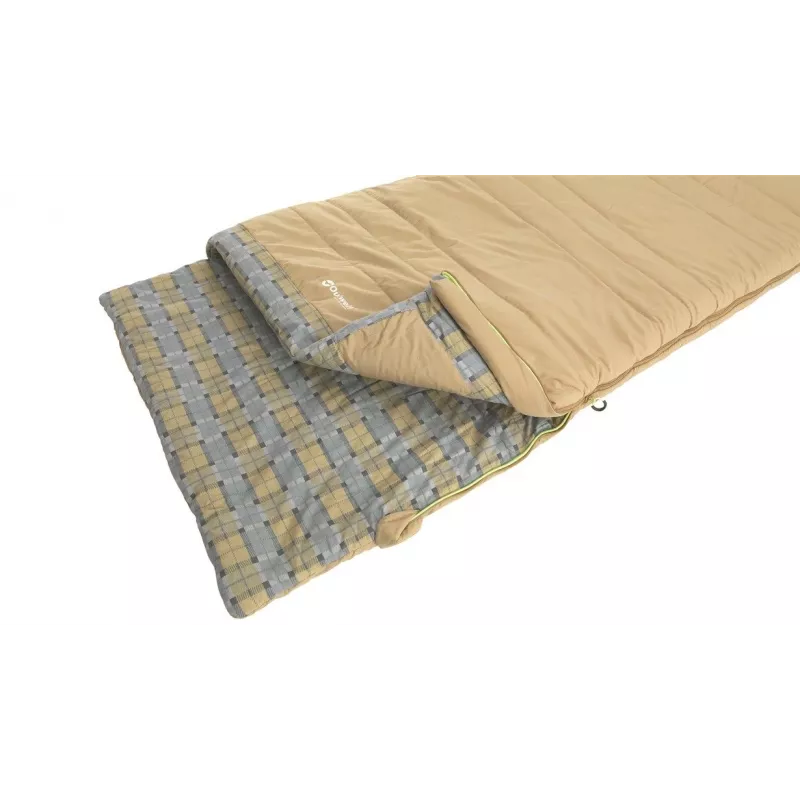 Outwell Commodore miegmaišis 225 x 85 cm 9/5/-8 °C su atskira pagalve, 2 krypčių automatinio užrakinimo L formos užtrauktuku
