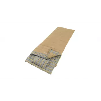 Outwell Commodore miegmaišis 225 x 85 cm 9/5/-8 °C su atskira pagalve, 2 krypčių automatinio užrakinimo L formos užtrauktuku