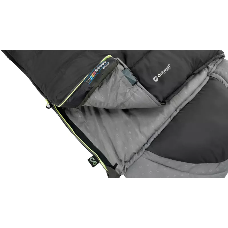 Outwell Contour miegmaišis 220 x 85 cm -13/+16 °C kairėje pusėje esantis užtrauktukas